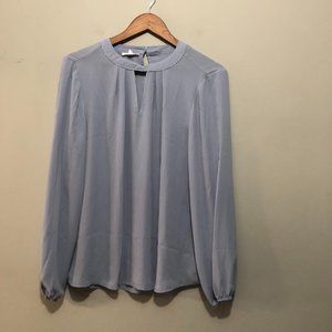 Maurices Long Sleeve Blouse w/ Keyhole Neck Light Blue Size Large